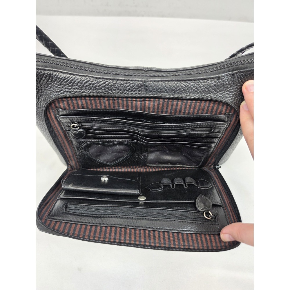 Brighton Millie Shoulder Bag Black Pebbled Croc Embossed Leather Purse 3308 - Picture 4 of 8